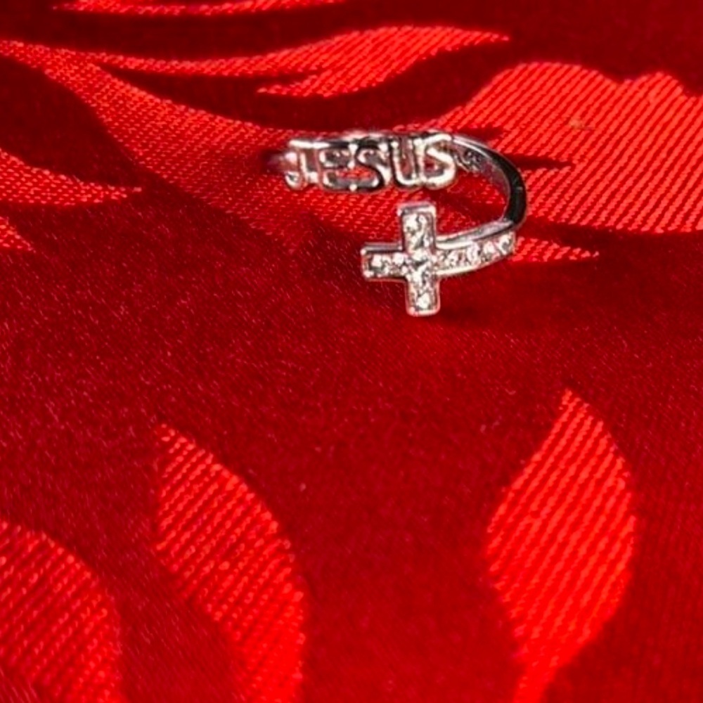Silver 'Jesus' Cross Ring